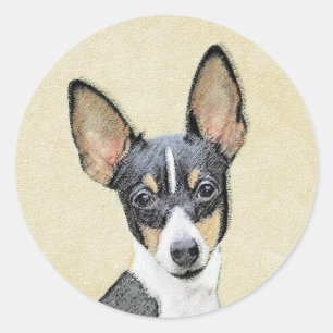 Toy Fox Terrier Painting - Cute Original Dog Art Classic Round Sticker