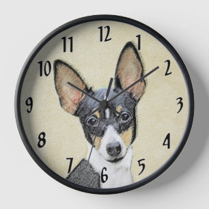 Toy Fox Terrier Painting - Cute Original Dog Art Clock