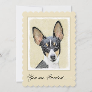 Toy Fox Terrier Painting - Cute Original Dog Art Invitation