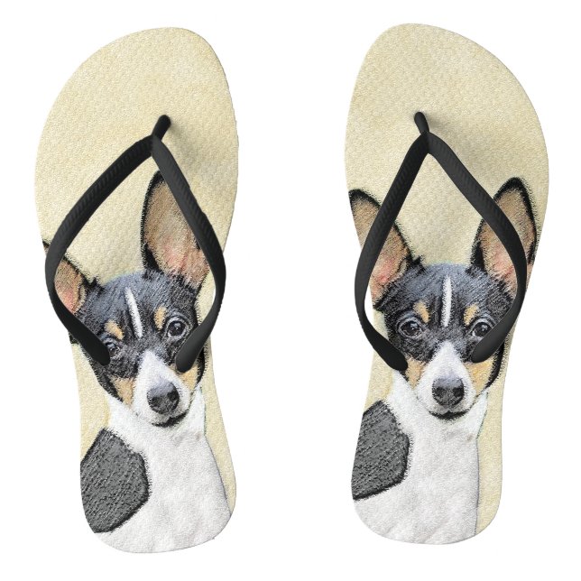 Toy Fox Terrier Painting - Cute Original Dog Art Jandals (Footbed)