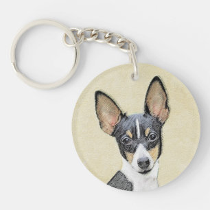 Toy Fox Terrier Painting - Cute Original Dog Art Key Ring