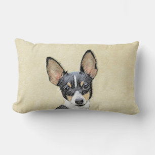Toy Fox Terrier Painting - Cute Original Dog Art Lumbar Cushion