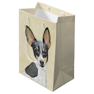 Toy Fox Terrier Painting - Cute Original Dog Art Medium Gift Bag