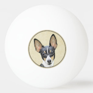 Toy Fox Terrier Painting - Cute Original Dog Art Ping Pong Ball