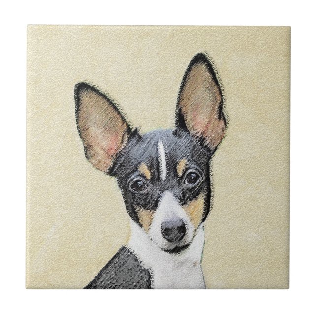 Toy Fox Terrier Painting - Cute Original Dog Art Tile (Front)