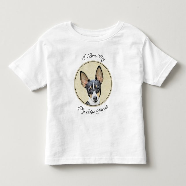 Toy Fox Terrier Painting - Cute Original Dog Art Toddler T-Shirt (Front)