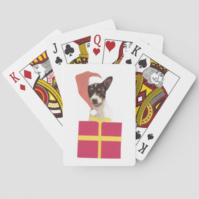 Toy Fox Terrier Santa Hat Playing Cards (Back)