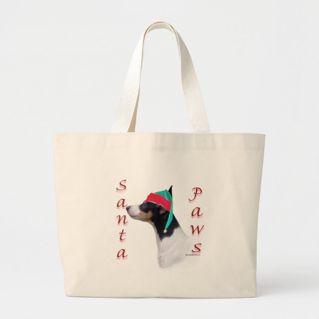 Toy Fox Terrier Santa Paws Large Tote Bag (Front)