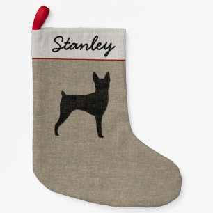 Toy Fox Terrier Silhouette Custom Dog Holiday Small Christmas Stocking