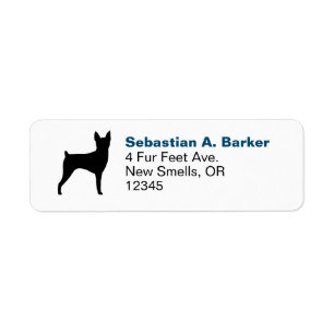 Toy Fox Terrier Silhouette Return Address Custom