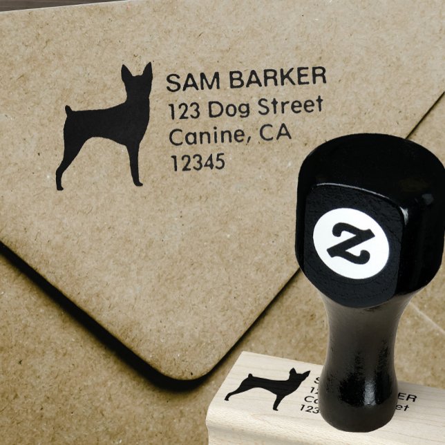 Toy Fox Terrier Silhouette Return Address Rubber Stamp (Creator Uploaded)