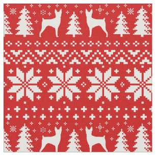 Toy Fox Terrier Silhouettes Christmas Holiday Xmas Fabric