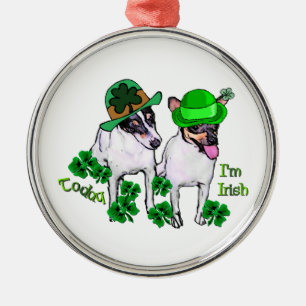 Toy Fox Terrier St Pattys Metal Tree Decoration