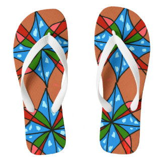 "Toy Kite and Pinwheel" abstract flip flops. Jandals
