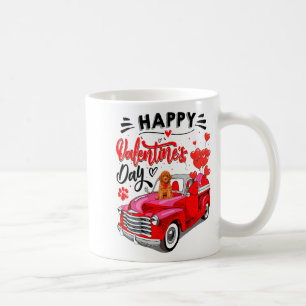 Toy Odle Heart Red Truck Happy Valentine Day Dog Coffee Mug