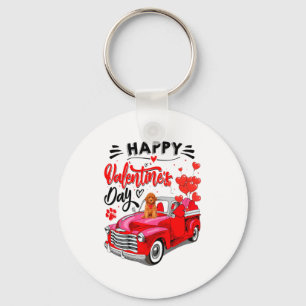 Toy Odle Heart Red Truck Happy Valentine Day Dog  Key Ring