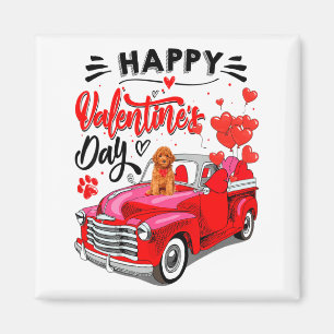 Toy Odle Heart Red Truck Happy Valentine Day Dog  Magnet