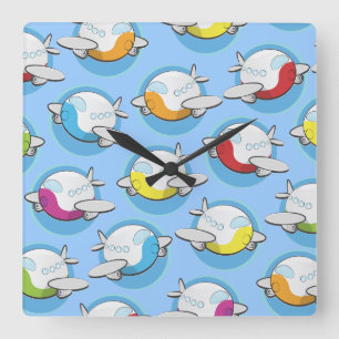 Toy Planes Square Wall Clock