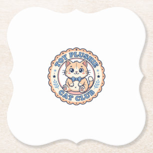 Toy Plushie Cat Cute Cat T-Shirt Design - Toy Plus Paper Coaster