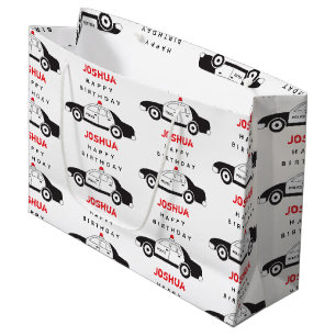 Toy Police Car Custom Name Kids Birthday Large Gift Bag