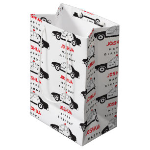 Toy Police Car Custom Name Kids Birthday Medium Gift Bag