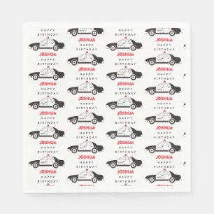 Toy Police Car Custom Name Kids Birthday Napkin