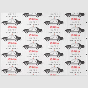 Toy Police Car Custom Name Kids Birthday  Tissue Paper