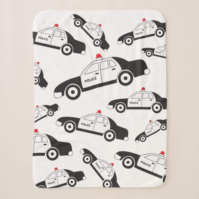 Toy Police Car Design Sherpa Blanket (Front)
