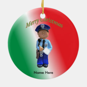 Toy Policeman Custom Christmas Ceramic Tree Decoration