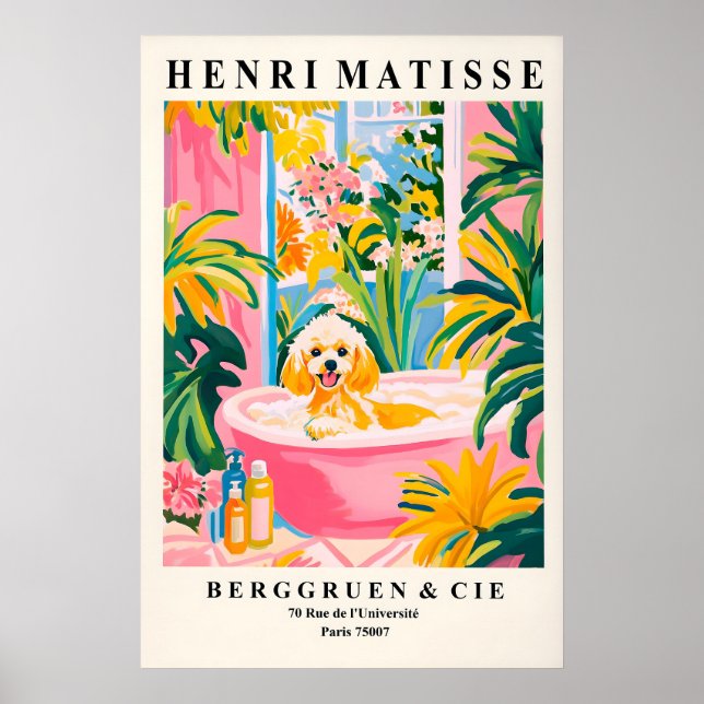 Toy Poodle Art Pink Bathroom Print, Henri Matisse Poster (Front)