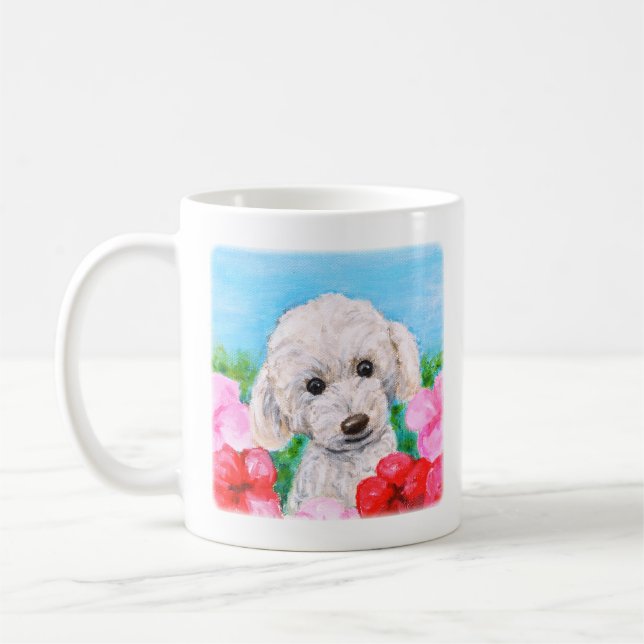 Toy poodle,  Bichon frise, Maltese, Fluffy dog  Coffee Mug (Left)