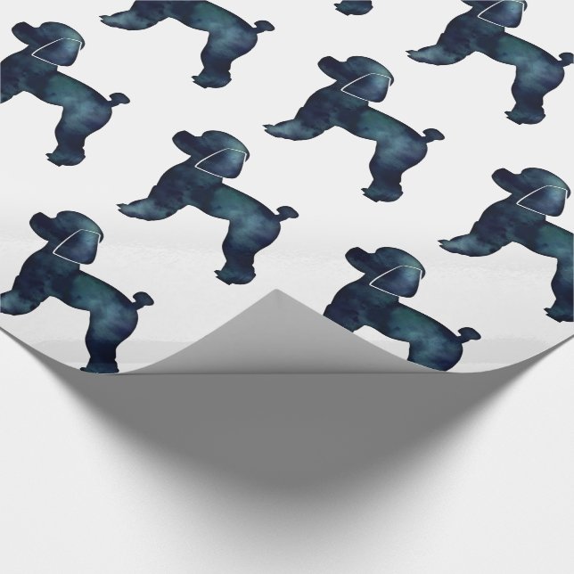Toy Poodle Black Watercolor Silhouette Wrapping Paper (Corner)