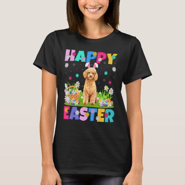 Toy Poodle Dog Happy Easter Bunny Toy Poodle Easte T-Shirt (Front)