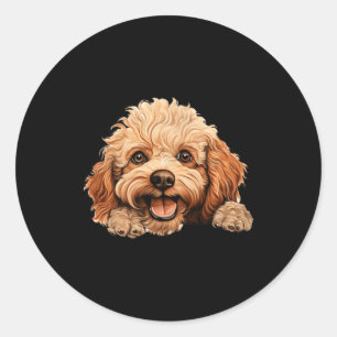 Toy Poodle Dog Mum Dad Peeking Puppy Classic Round Sticker