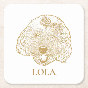 Toy Poodle Dog personalized Hand Drawing Square Paper Coaster