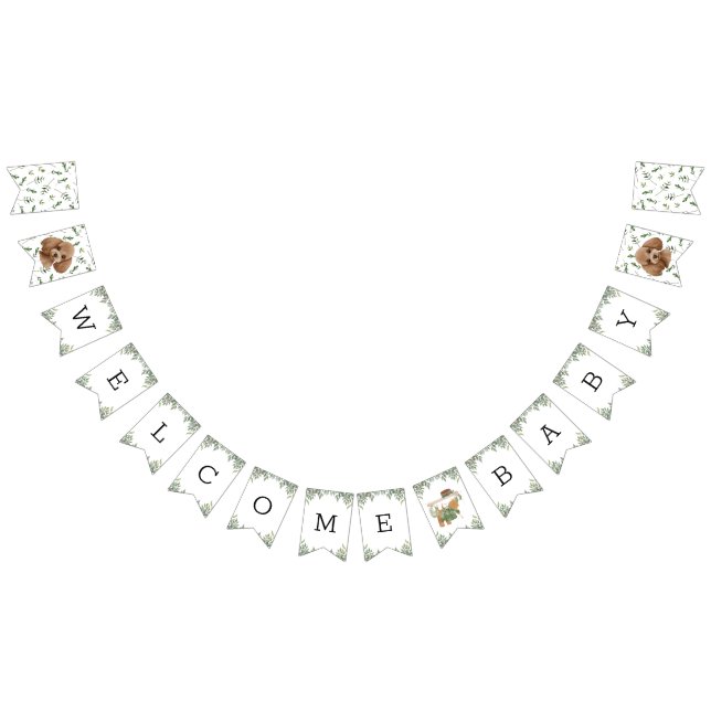 Toy Poodle Greenery Baby Shower Puppy Bunting (All)