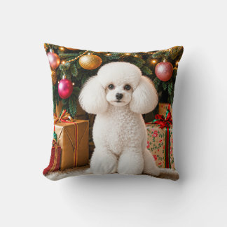 Toy Poodle Holiday Throw Pillow