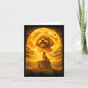 Toy Poodle Howling to The Moon Vintage Funny Dog Card
