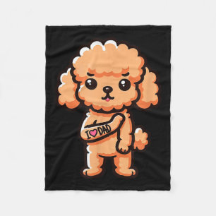 Toy Poodle I Love Dad Funny Dog Tattoo _1 Fleece Blanket