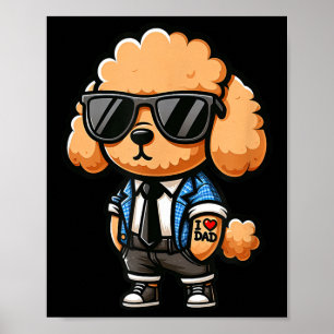 Toy Poodle I Love Dad Funny Dog Tattoo  Poster