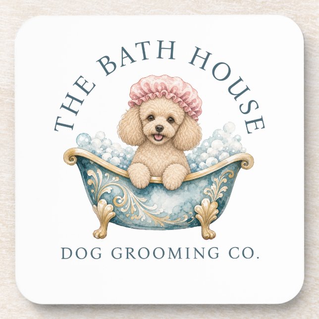 Toy Poodle In Bath Dog Grooming Coaster (Front)