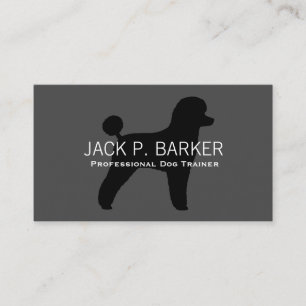 Toy Poodle Silhouette Black on Grey Business Card