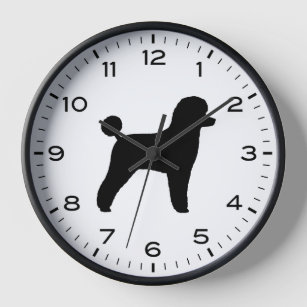 Toy Poodle Silhouette with Numbers and Minutes Clock