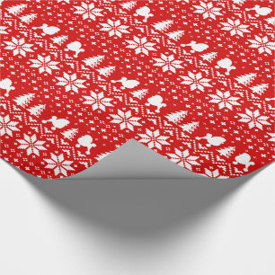 Toy Poodle Silhouettes Christmas Holiday Pattern Wrapping Paper