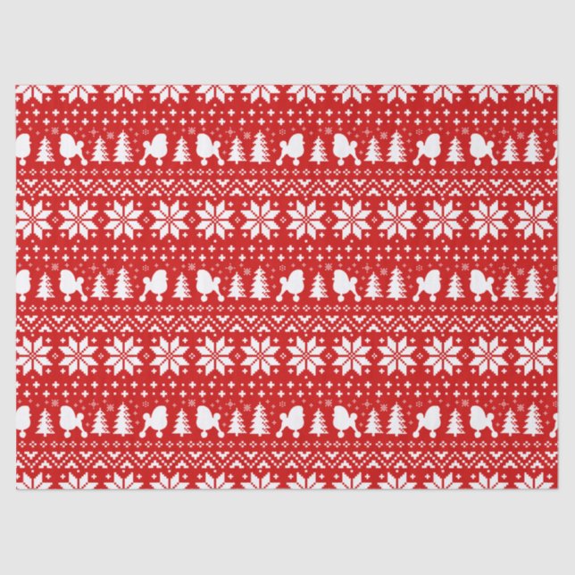 Toy Poodle Silhouettes Christmas Pattern Tissue Paper (Front)