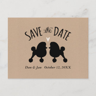 Toy Poodle Silhouettes Wedding Save the Date Announcement Postcard