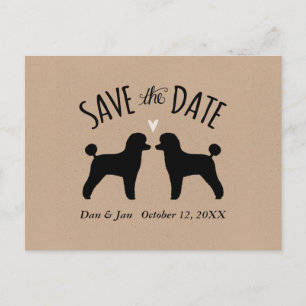 Toy Poodle Silhouettes Wedding Save the Date Announcement Postcard