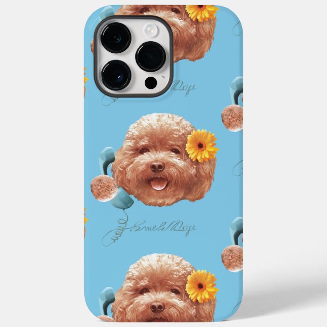 Toy Poodle with Flower and Phone Illustration Case-Mate iPhone Case (Back)