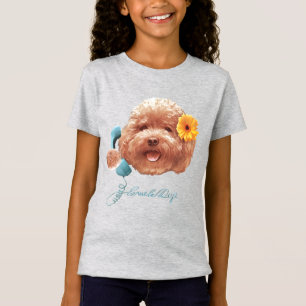 Toy Poodle with Flower and Phone Illustration T-Shirt