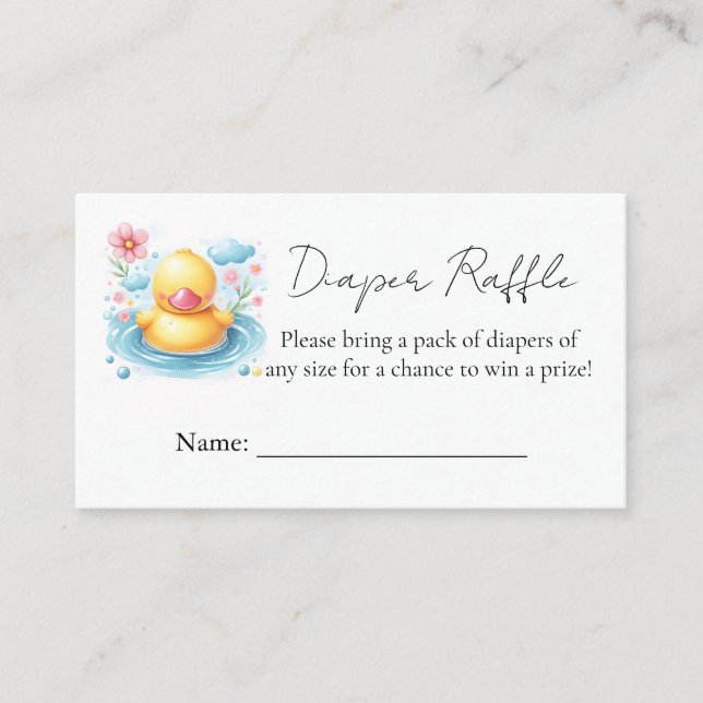 Toy Pool Foam Bash Twin Rubber Duck Baby Shower Enclosure Card (Front)